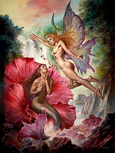 Mermaid and Flower Fairy, Boris Vallejo