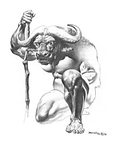 Minotaur - drawing, Boris Vallejo