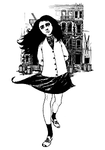 Cartoon: Young girl walking, Boris Vallejo