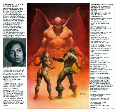 Boris Vallejo 1980 Fantasy Calendar - back