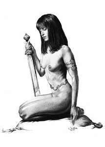 By the Sword - preliminary art, Julie Bell