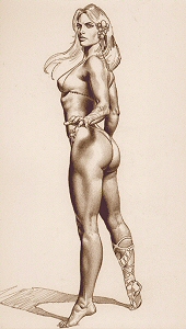 The Amazon Mistress figurine - preliminary art, Boris Vallejo