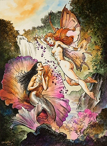 Mermaid and Flower_Fairy - preliminary art, Boris Vallejo
