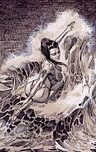 Sorceress of the Waves 1998 - preliminary art, Boris Vallejo