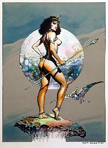 Warrior woman - preliminary art(1978), Boris Vallejo
